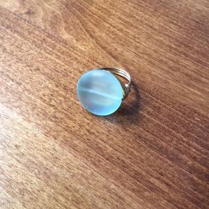 Polished sea glass ring
